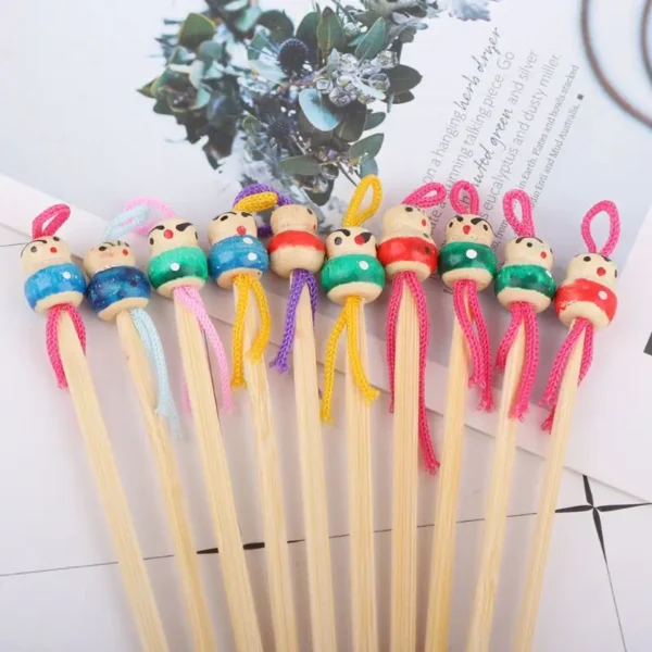 10Pcs Portable Cute Mini Doll Earpicks Wood Bamboo Ear Picks Wax Remover Cleaner Tool Health Care Ear Care New - Image 3