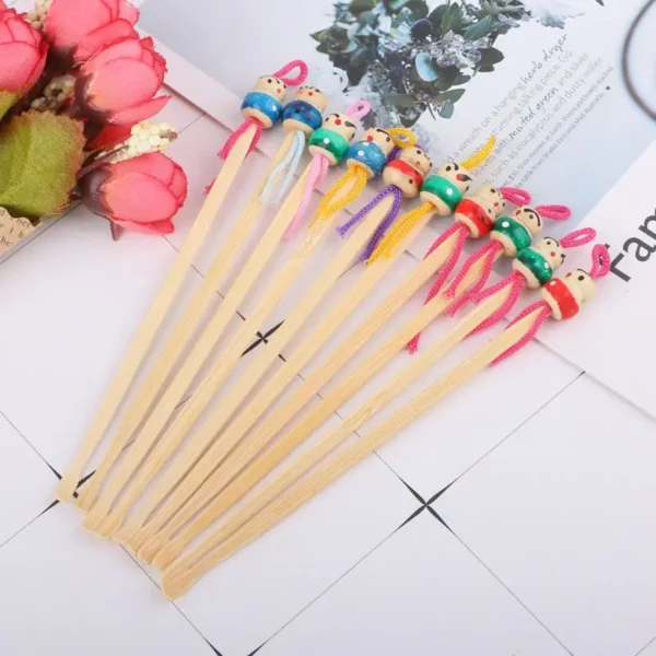 10Pcs Portable Cute Mini Doll Earpicks Wood Bamboo Ear Picks Wax Remover Cleaner Tool Health Care Ear Care New - Image 2