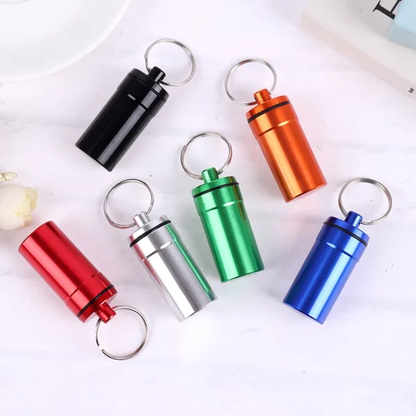 Waterproof Aluminum Pill Box Case Bottle Cache Drug Holder Container Keychain Medicine Box Health Care - Image 2