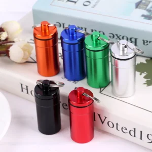 Waterproof Aluminum Pill Box Case Bottle Cache Drug Holder Container Keychain Medicine Box Health Care
