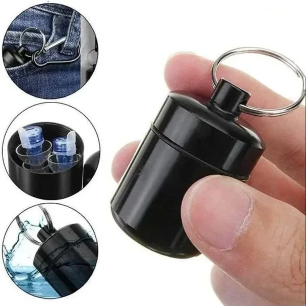 1PC Waterproof Aluminum Pill Box Case Bottle Metal Mini Cache Drug Holder Container Keychain Medicine Box Health Care - Image 5