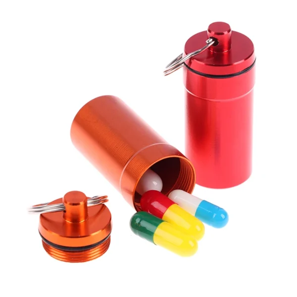 Waterproof Aluminum Pill Box Case Bottle Cache Drug Holder Container Keychain Medicine Box Health Care - Image 6
