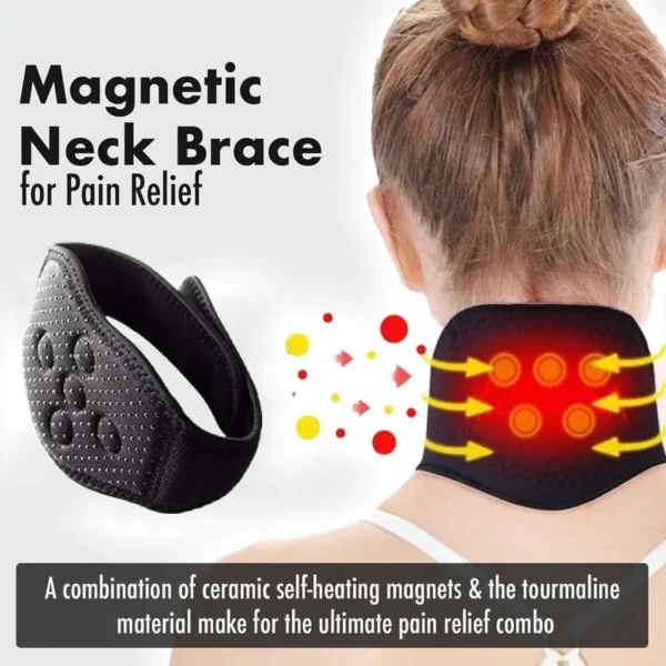 1sEt Self-heating Tourmaline Neck Magnetic Therapy Support Belt Black Protect Band Neck Support Massage Health Care