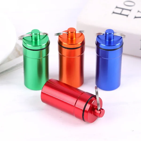 Waterproof Aluminum Pill Box Case Bottle Cache Drug Holder Container Keychain Medicine Box Health Care - Image 3