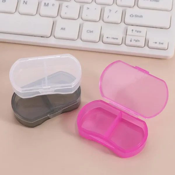 Portable Dust-proof 2-gird Pill Box Snap-on design With Lid Mini Medicine Box Sealed Safety Pill Packing Box Travel - Image 3