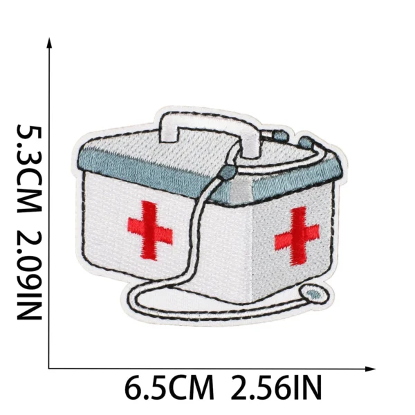 1 Pc Cartoon Syringe Doctor Nurse Clothing Medicine Pills Box Ambulance Heart Stickers Iron on Patches Sewing Badge Appliques - Image 3