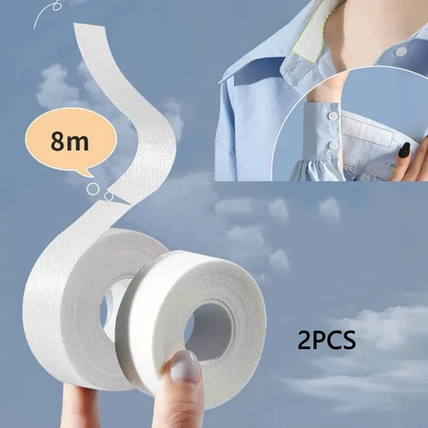 2Roll Collar Sweat Absorbing Pad Disposable Self-Adhesive Breathable Sweat Pads White T-shirt Neck Collar Hat Absorbent Sticker