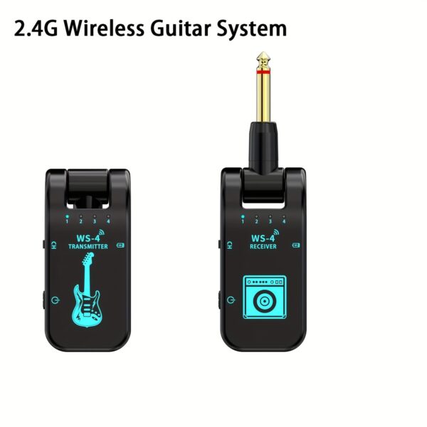 2.4GHz Wireless Guitar System with Rechargeable Battery - High-Quality Chip, 10-Hour Playtime, Auto Pairing for Electric Guitars, Basses & More - Black, Wireless Guitar Transmitter - Image 4