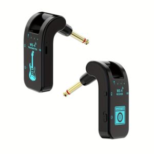 2.4GHz Wireless Guitar System with Rechargeable Battery - High-Quality Chip, 10-Hour Playtime, Auto Pairing for Electric Guitars, Basses & More - Black, Wireless Guitar Transmitter