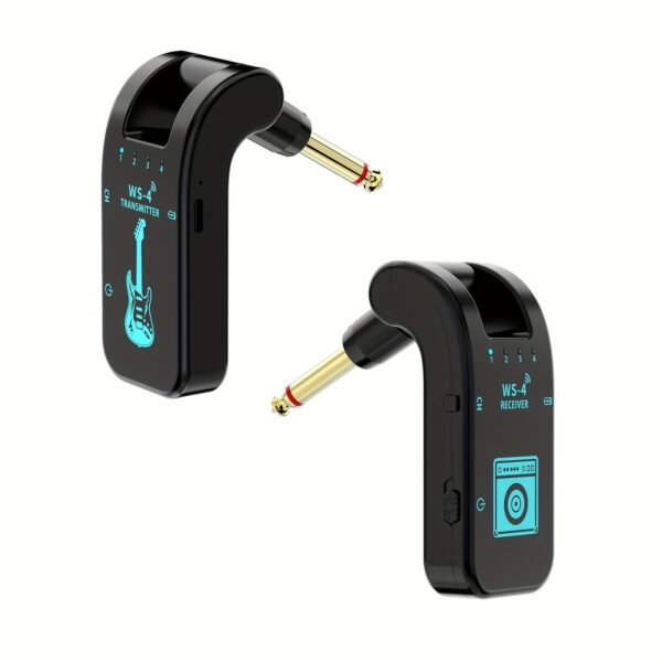 2.4GHz Wireless Guitar System with Rechargeable Battery - High-Quality Chip, 10-Hour Playtime, Auto Pairing for Electric Guitars, Basses & More - Black, Wireless Guitar Transmitter