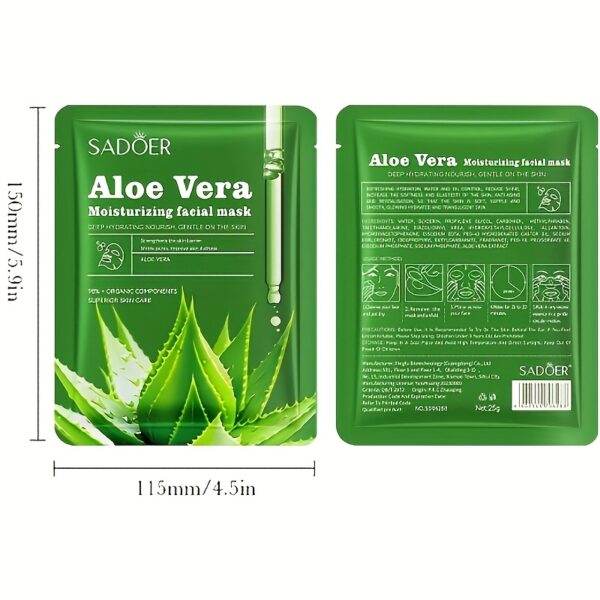 3-6pcs Unisex Adult Aloe Vera Facial Masks - Moisturizing Face Sheets with Glycerin, Nicotinamide & Trehalose - Alcohol-Free, Fragrance-Free, All Light Beige Types - Hydrating Home & Travel Skincare Set - Image 4