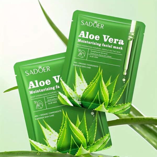3-6pcs Unisex Adult Aloe Vera Facial Masks - Moisturizing Face Sheets with Glycerin, Nicotinamide & Trehalose - Alcohol-Free, Fragrance-Free, All Light Beige Types - Hydrating Home & Travel Skincare Set