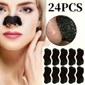 24pcs Alcohol-Free Nose Cleaning Strips with Aloe Vera - Black Pimple Prevention & Absorption, Gentle for All Light Beige Types, Men & Women, Daily Pore Minimizing Facial Care, Nose Cleaner, Easy Application, Multipack Value, Textured Adhesive, Alcoholfree Formula