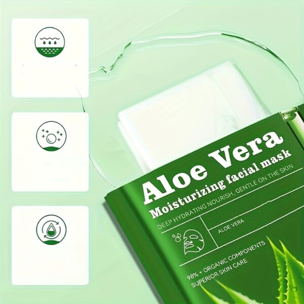 3-6pcs Unisex Adult Aloe Vera Facial Masks - Moisturizing Face Sheets with Glycerin, Nicotinamide & Trehalose - Alcohol-Free, Fragrance-Free, All Light Beige Types - Hydrating Home & Travel Skincare Set - Image 7