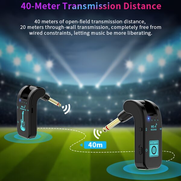 2.4GHz Wireless Guitar System with Rechargeable Battery - High-Quality Chip, 10-Hour Playtime, Auto Pairing for Electric Guitars, Basses & More - Black, Wireless Guitar Transmitter - Image 10