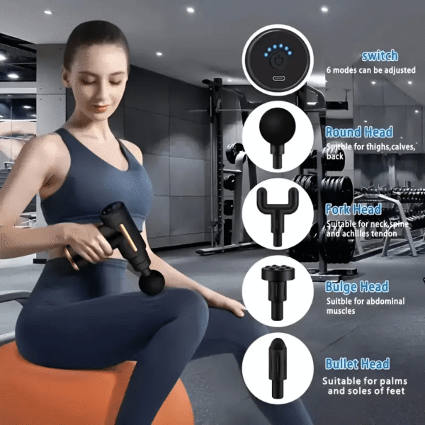 Professional Rechargeable Muscle Relaxation Massage Gun- Sleek Mini Electric Massager with USB Charging, 1600mAh Lithium Battery, Ergonomic Design for Neck, Cervical& Fascia Fitness, Includes Multiple Attachments, Massage Tools - Image 9