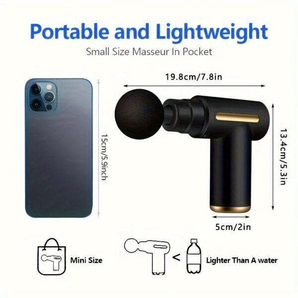 Professional Rechargeable Muscle Relaxation Massage Gun- Sleek Mini Electric Massager with USB Charging, 1600mAh Lithium Battery, Ergonomic Design for Neck, Cervical& Fascia Fitness, Includes Multiple Attachments, Massage Tools - Image 4