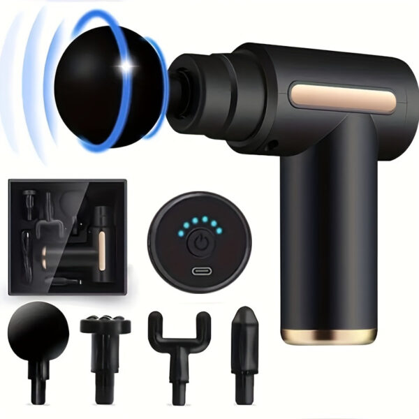 Professional Rechargeable Muscle Relaxation Massage Gun- Sleek Mini Electric Massager with USB Charging, 1600mAh Lithium Battery, Ergonomic Design for Neck, Cervical& Fascia Fitness, Includes Multiple Attachments, Massage Tools